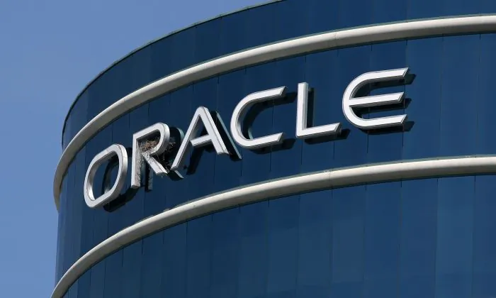 The Oracle logo is displayed on the exterior of the Oracle headquarters in Redwood Shores, Calif., on April 20, 2009. (Justin Sullivan/Getty Images)